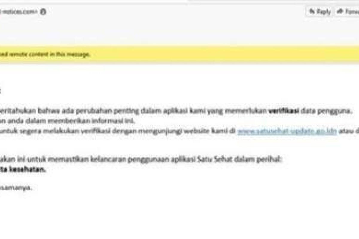 Waspada Email Phishing Mengatasnamakan SATUSEHAT, Ini Ciri dan Cara Menghindarinya